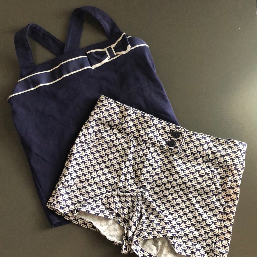 {Janie and Jack} Navy Sailboat Shorts & Tank, 2T